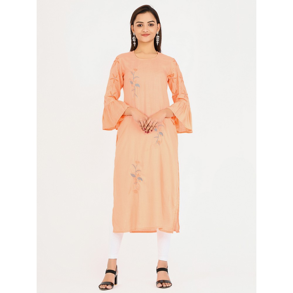 Buy Orange Printed Indian Kurti Tunic Online for Women in Malaysia