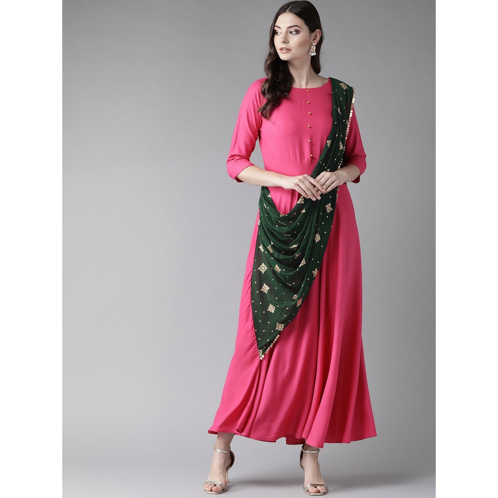 Buy Women's Blue Gown With Attached Dupatta - Label Shaurya Sandhya Online  at Best Price | Trendia